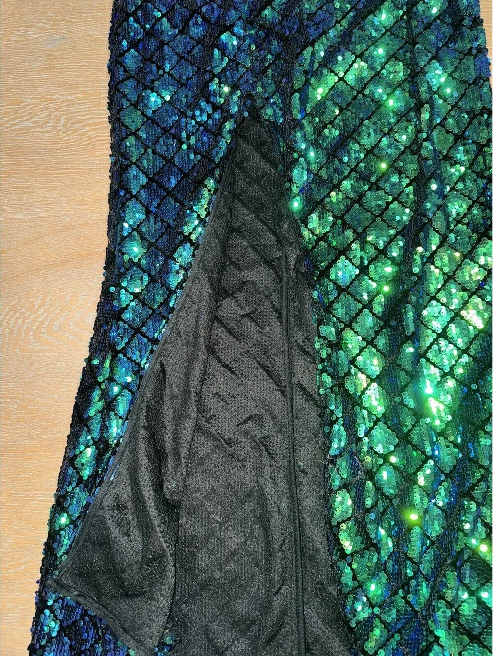 Rise of Dawn Blue and Green Sequin Maxi Skirt SIZE SMALL Mermaid